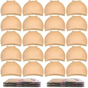 20 Pcs Nylon Wig Caps Stretchy Breathable Nude Light Brown Hair Net for Women and Men Elastic Stocking Wig Cap Bulk