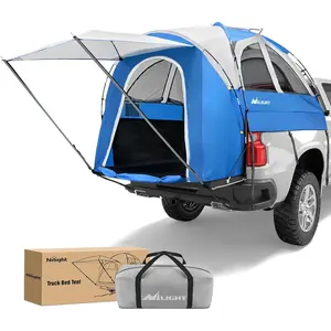 Nilight 2-Person 5.0-5.5FT Truck Bed Tent - Waterproof PU2000mm Double Layer Rainfly, Removable Awning, Storage Bag, Blue Grey Canopy Dome Tent, Mosquito-Resistant, Portable Camping Accessory for Pickup Tailgate Camping, Canopy Dome Tents, Mosquito-Resist