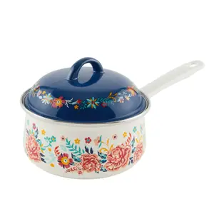 Keepsake 2-Quart Enamel-on-Steel Saucepan, Floral Kitchen Aesthetic