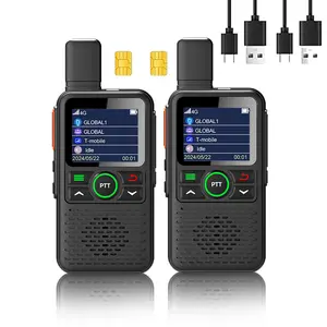 Global Walkie Talkies 5000 Mile Long Range Poc radios, 4G LTE Unlimited Range Nationwide PTT Two Way Radios for Family, Logistics, Company, Construction Site with Sim Card (2pcs)