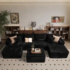 【3 Packages Shipping】U-shaped Modular Compression Sofa Modern Minimalist Corduroy Design No Assembly Required Comfortable for Living Rooms and Bedrooms summergarden