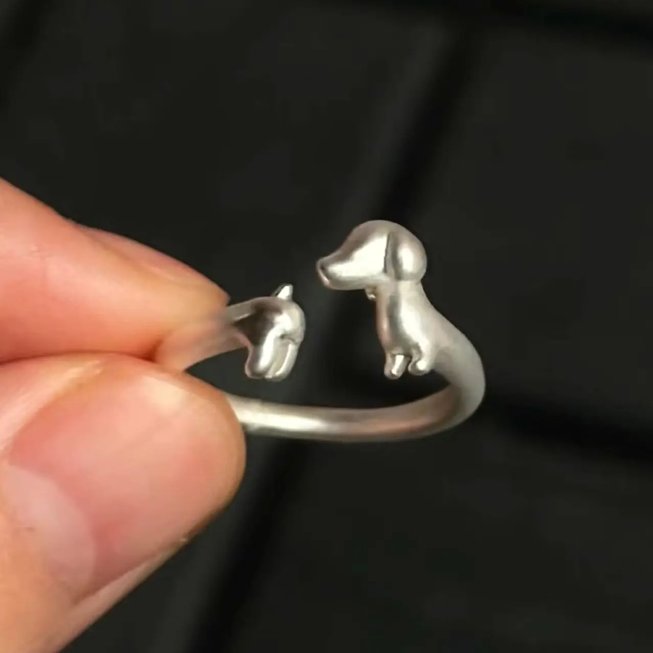 Adjustable Dachshund Ring, Stainless Steel Cute Animal Jewelry for Women, Comfort Fit Daily Wear Best Friend Gift