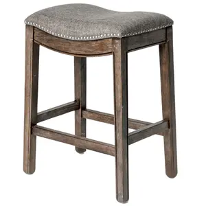 Maven Lane Adrien Backless Saddle Kitchen Counter Stool, Walnut Finish