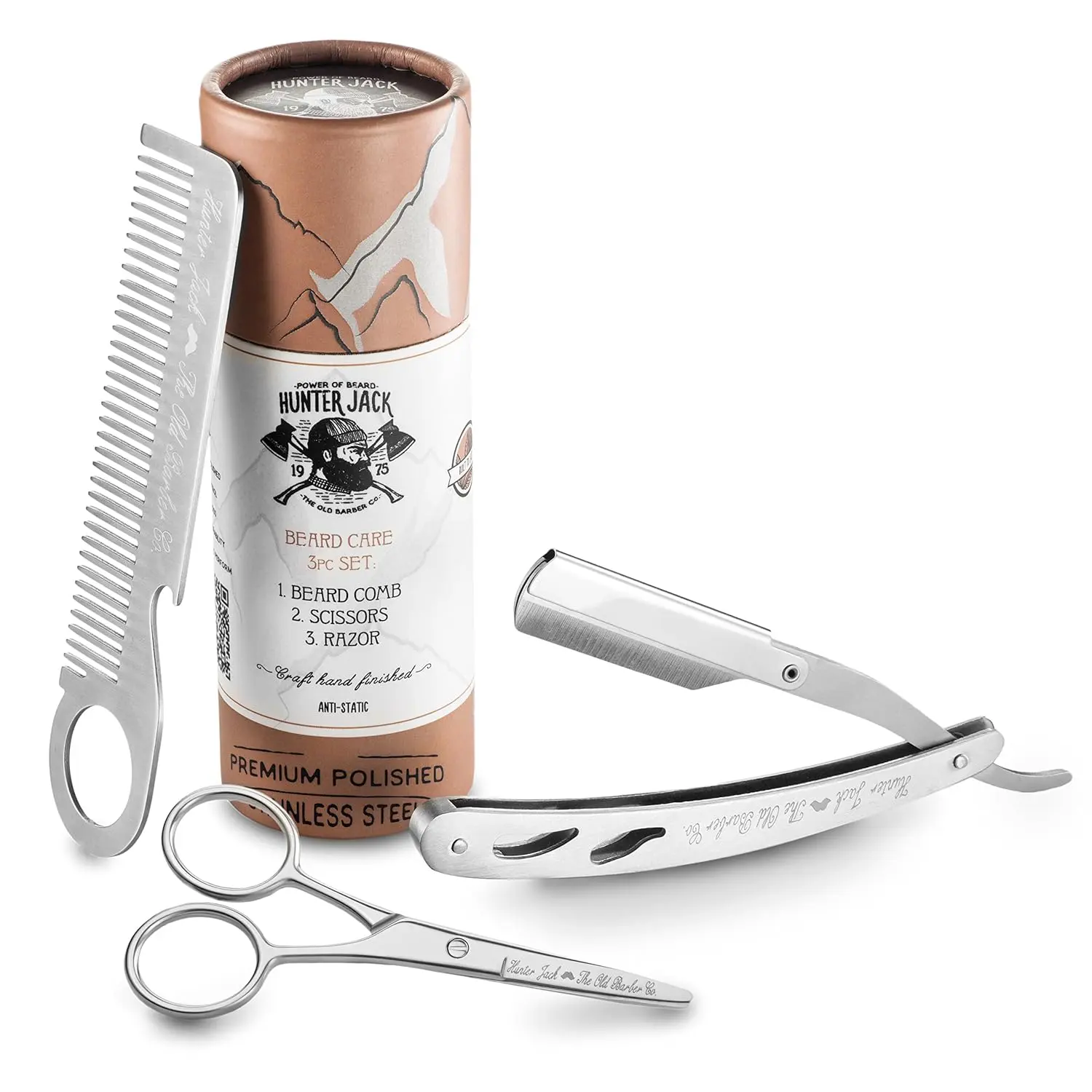 Straight Razor Kit - Complete Straight Razors for Men Kit with Beard Scissors & Metal Comb - Razor for Men - 10 Extra Straight Edge Razor Blades for Shaving - Premium Polished Stainless Steel