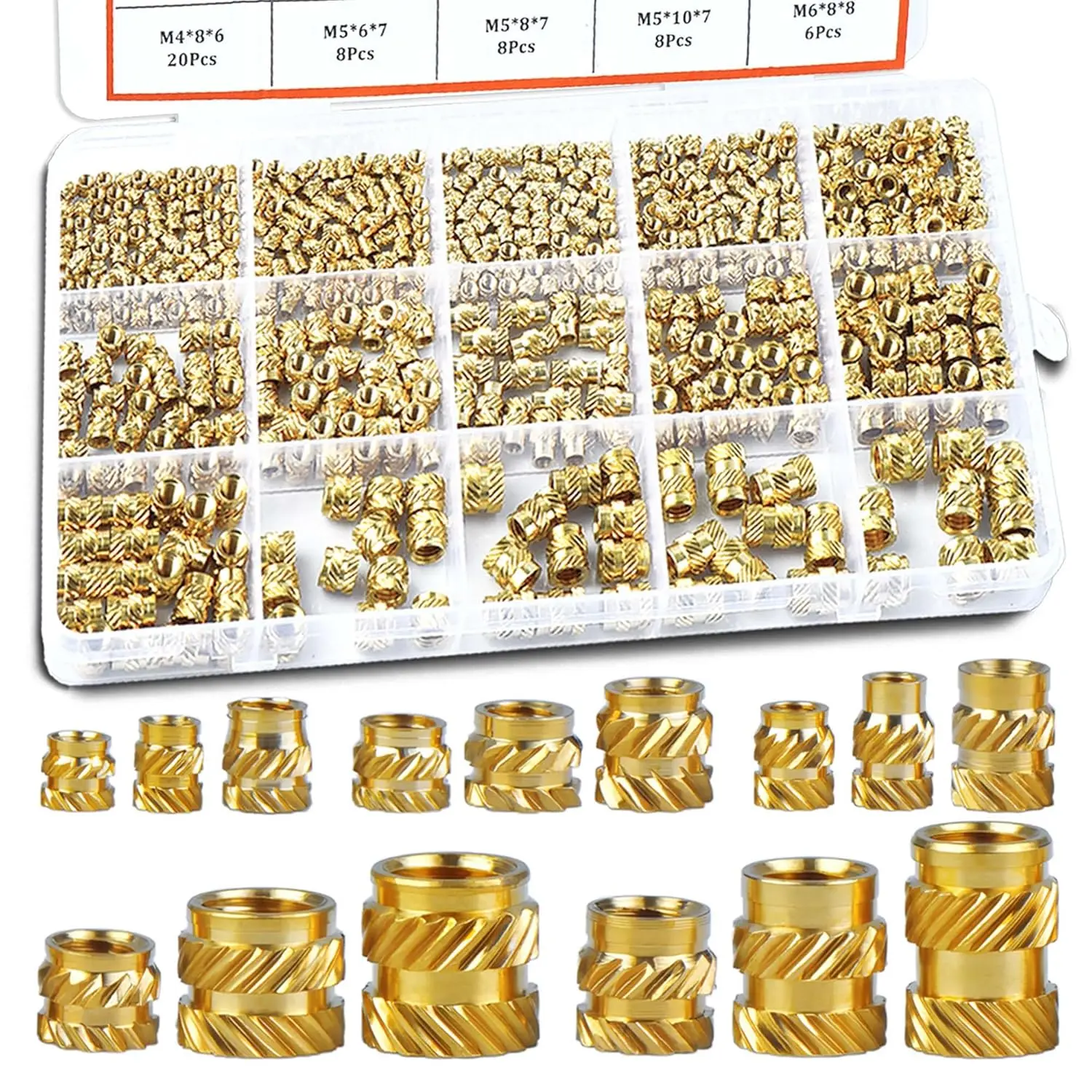 Zruosiniy 400-Piece Brass Heat Set Threaded Inserts Kit, M2-M6 Metric Knurled Female Insert Nuts for Plastic & 3D Printing