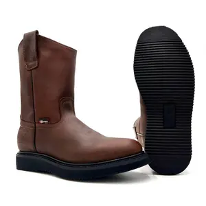 Silver Bull Roofing Work Boot Wedge Sole No Heel Leather Goodyear Welt AO-470 Brown Copper Black Sole Footwear Walking Shoes Comfort