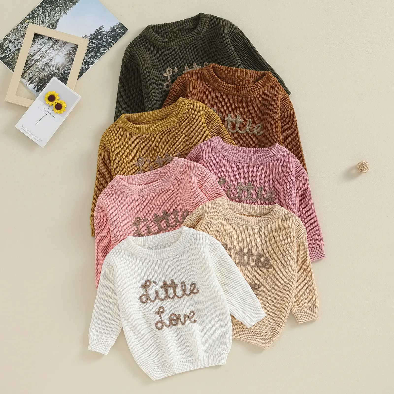 Newborn Infant Baby Girl Boy Sweater Long Sleeve Letter Knit Pullover Sweater Winter Warm Clothes