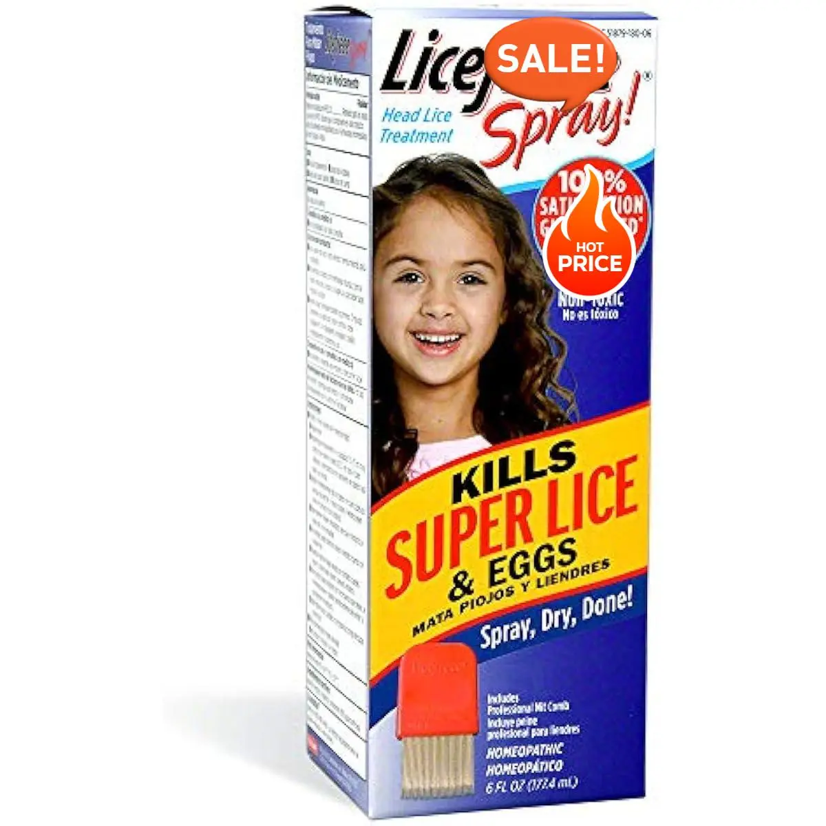 Hair Care Spray with Metal Nit and Lice Comb, 6 oz – Gentle Leave-In Formula for Daily Hair Care and Easy Grooming