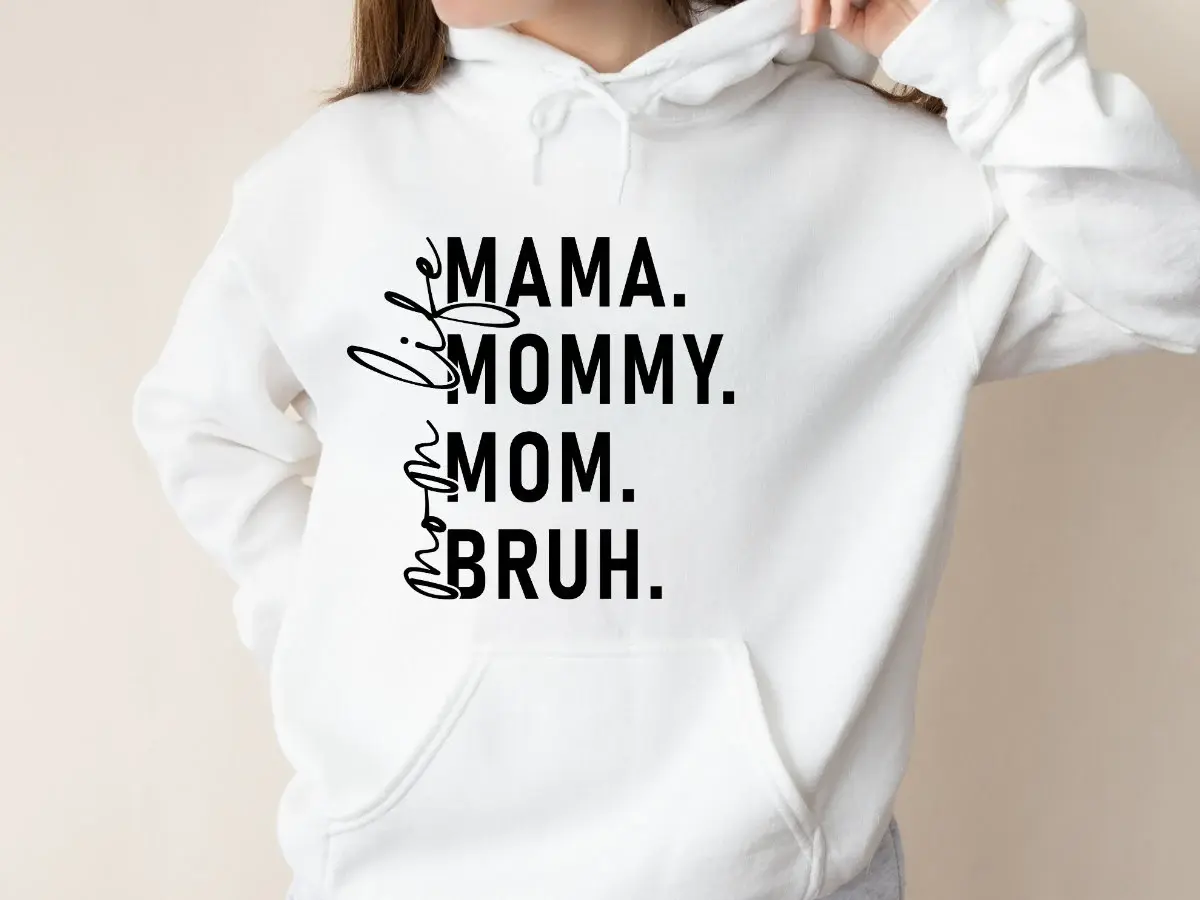 Funny Mom Life Hoodie – Mama Mommy Mom Bruh Hoodie, Cute Hoodie for Tired Moms, Cozy Gift Idea for Mother, Relatable Hoodie for Everyday Chaos