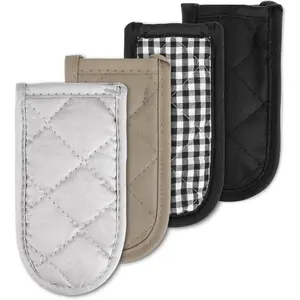 4 Pieces Hot Handle Covers Heat Resistant Pot Sleeve Grip Cotton Cast Iron Skillet Handle Covers Non-Slip Machine Washable Handle Mitts For Kitchen Baking Cooking BBQ Cookwares