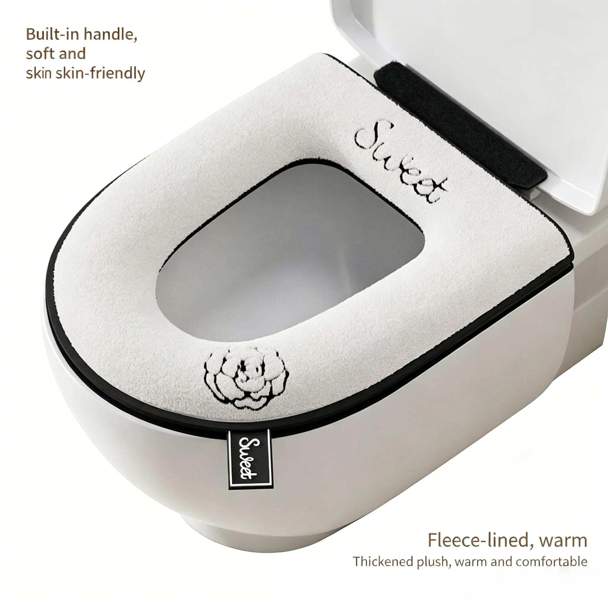 Chic Zipper Toilet Seat Cushion, Waterproof All Season Universal Toilet Pad, Soft Comfortable Household Bathroom Accessories, Easy Install & Washable Toilet Seat Cover, Practical Home Supplies for Daily Bathroom Use