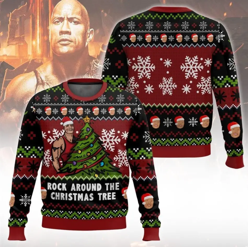 Funny Rock Around The Christmas Tree Sweater – Ugly Xmas Pullover for Men & Women | Holiday Party Outfit & Hilarious TikTok Trend