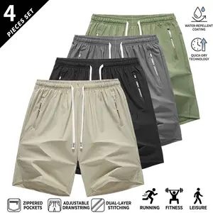 Men’s casual shorts, 4-pack — comfortable fabric available in multi-packs; suitable for spring and summer, ideal for training and hiking; versatile casual style that pairs well with everyday wear.