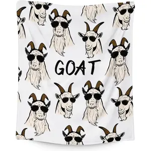 Goat Blanket for Girls Flannel Blankets Soft Fuzzy Plush Throws Gift - White Funny Throw Blanket for Sofa Bedroom Dorm Couch Office Outdoor Home