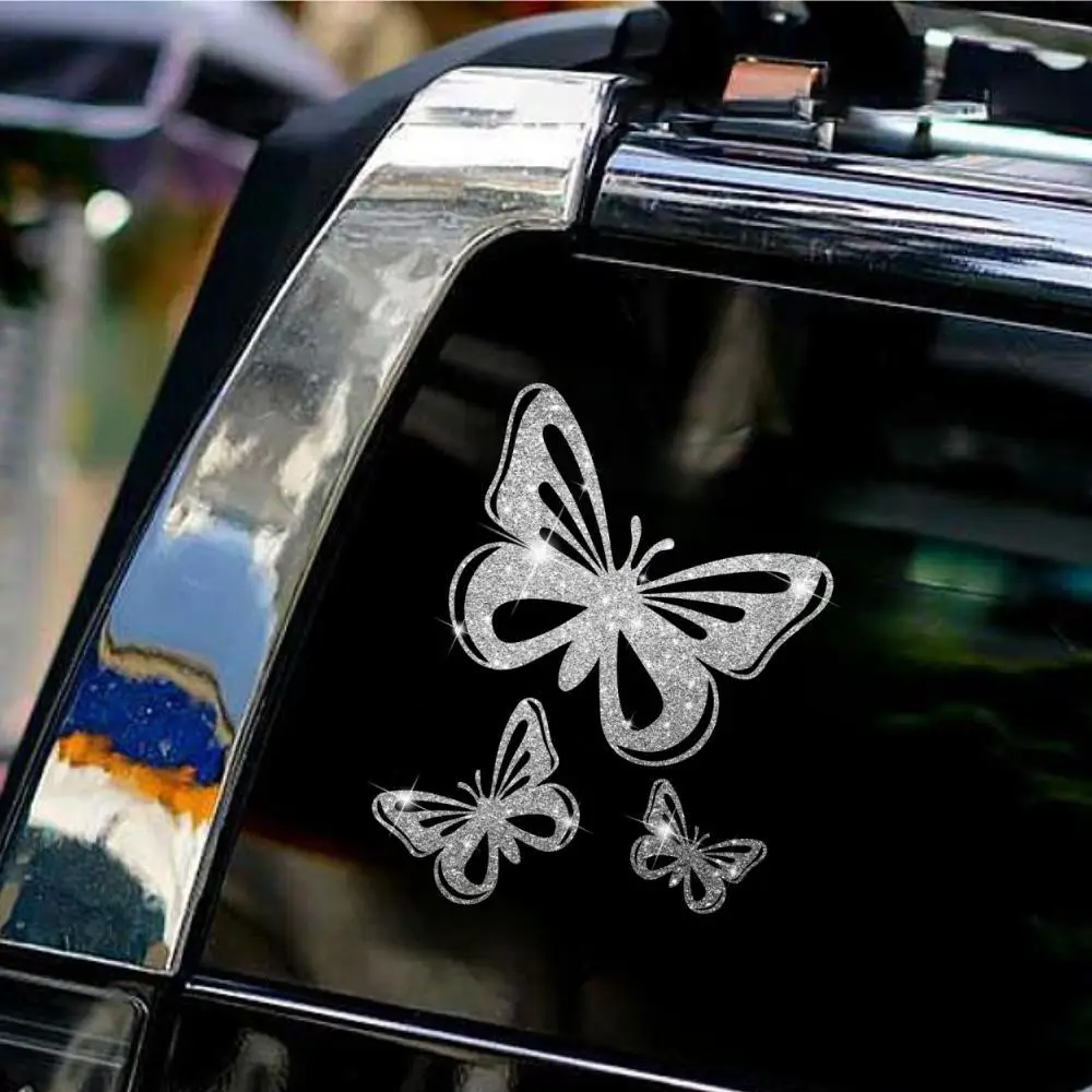 Butterfly Pattern Car Stickers, Shiny Cute Car Styling Sticker, Universal Sticker for Motorcycle Decor