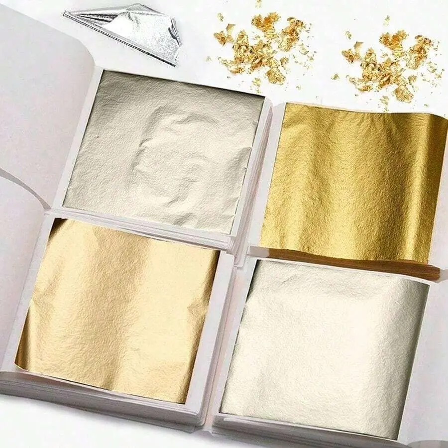 100 Piece Gold Foil DIY Art Craft Paper Set, Creative Craft Kit, Home Decor Scrapbook Supplies, School Essentials Back to School