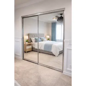 Silver Sliding Mirror Closet Door Set