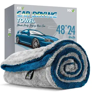 KKV Full-Sized Drying Towel 48X24 Dual Sided Microfiber Car Cleaning Towel with Twisting Yarn Technique for SUVs 1400GSM Super Absorbent Scratch-Free Quick-Dry Machine Washable