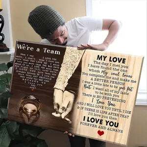 1pc Framed Painting Love And Partnership Themed Canvas Posters And Prints Wall Art Pictures With Frame For Living Room & Bedroom, Home Decoration, Festival Gift For Her/Him. Ornaments Artistic