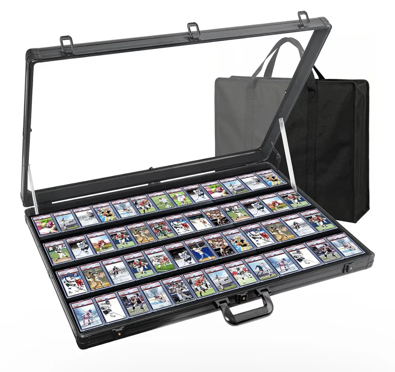 trade show card display case ATTN VENDORS! RENT YOUR CASES FOR OUR JUNE 13-14 MEGASHOW NOW! WE HAVE PARTNERED WITH @tradingcardsolutions TO PROVIDE HIGH-QUALITY DISPLAY RENTALS, DESIGNED TO MAXIMIZE YOUR IMPACT AND SALES WHILE Complete with 2 keys and 2 acrylic side panels to further prevent theft Card Display Case Aluminum Trade