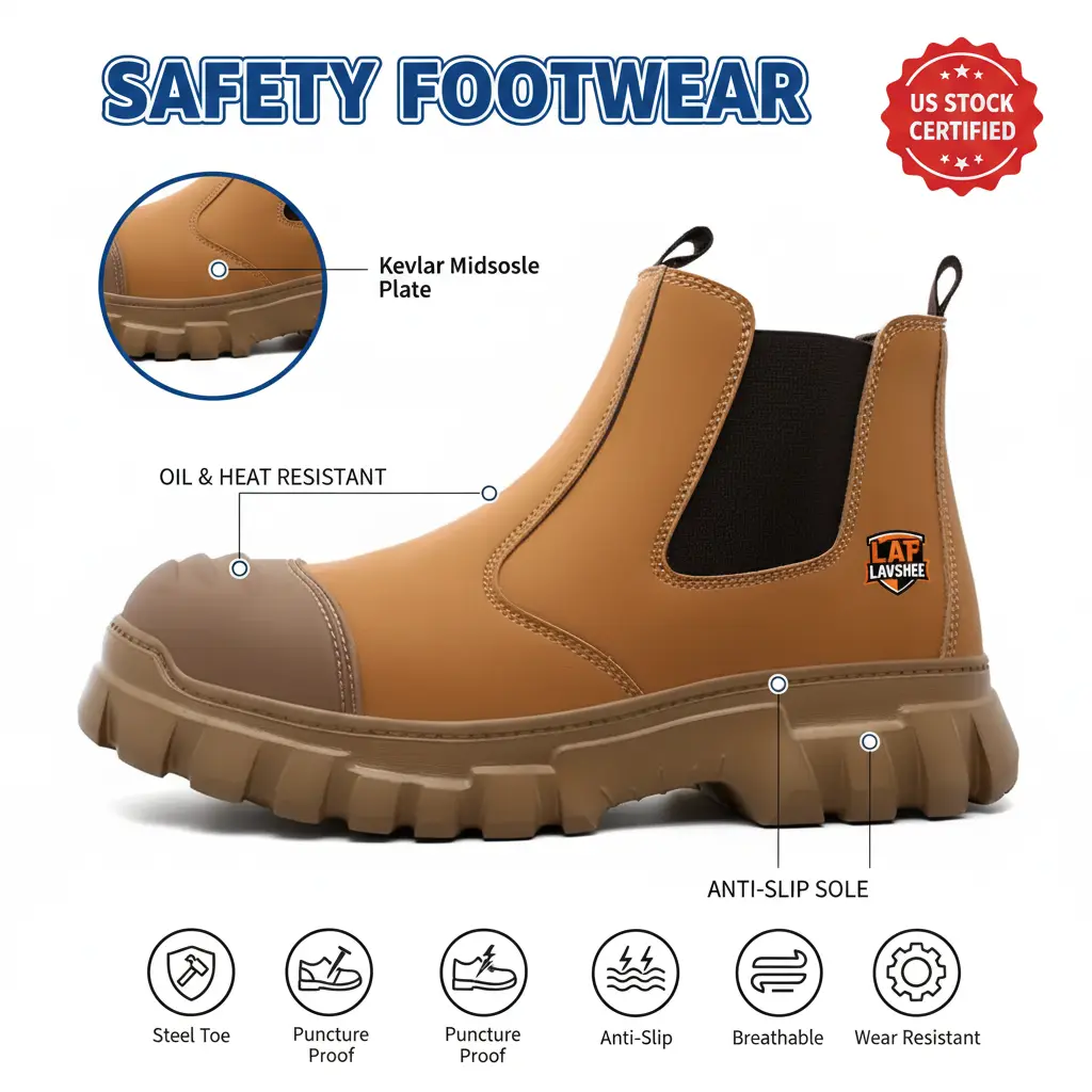 Brown Steel Toe Work Sneakers for Men and Women, Lightweight Anti Slip Safety Shoes with Puncture Proof and Splash Proof Protection for Gardening, Yard Work and Landscaping