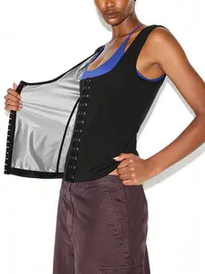 Women's Sauna Suit Waist Trainer Vest, Slim-Fitting Sweat Tank Top Shaper with Hooks, All-Season Casual Wear for Women