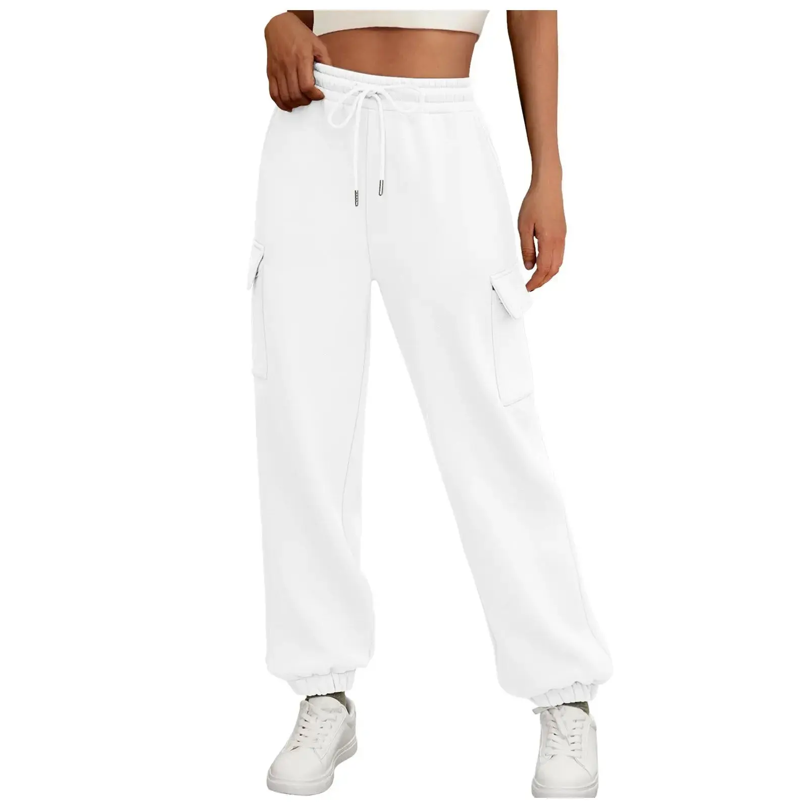 Women's Jogger Sweatpants, Fleece-Lined High-Waist Baggy Fit Polyester Pants with Pockets for Casual Lounging, Baggy Fits, Multi-Size