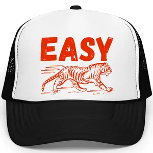Easy Tiger Red Trucker Hat for Women and Men - Funny Snapback for Adults and Teens - Adjustable Cap Gift for Friend
