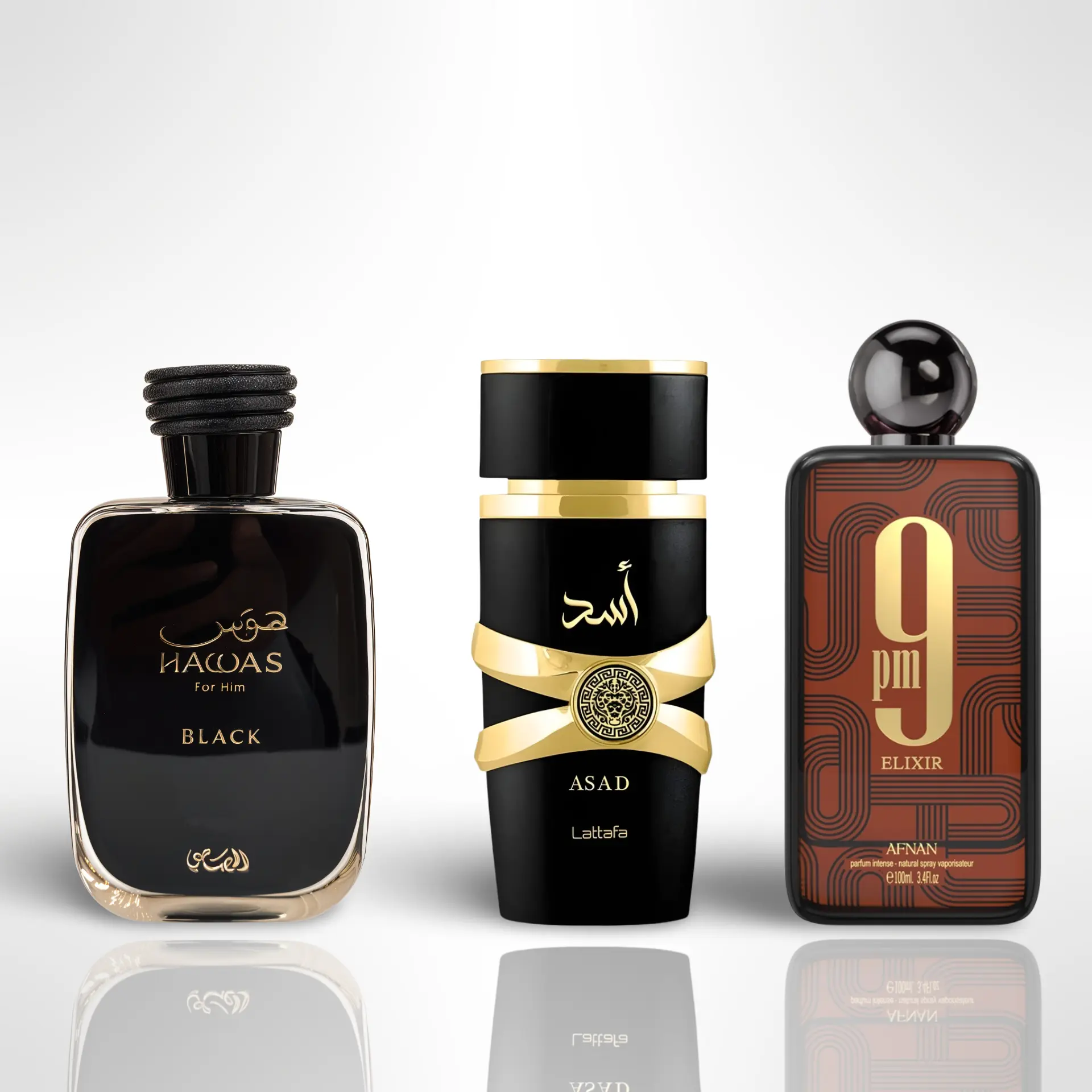 Lattafa Fragrance Gift Set - 3.4oz (100ML) Afnan 9PM Elixir, Hawas Black, Asad Sweet Spice, Vanilla Scents | Fragrance Sets for Beauty & Personal Care, Set Fragrance Sets