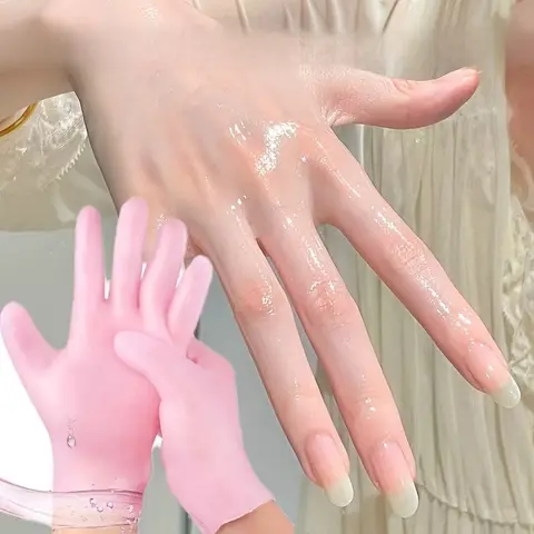1 Pair Silicone Moisturizing Gloves, Soft Silicone Hand Care Gloves, Hydrating Aloe Vera Lotion, Exfoliating Hand Tools for Dry, Cracked, and Aging Hands, Suitable for All Sizes, Reusable, Gentle, Soft Texture, Dry skin, Hydrate, Moisturize