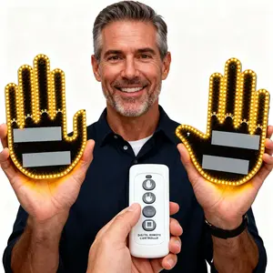 1 set of car finger lights with remote control, cool and fun car interior light LED finger flashlight, fun gesture light for expressing anger on the road - fun car accessories mini cool, with 4 modes - ideal gift for drivers, car gesture light