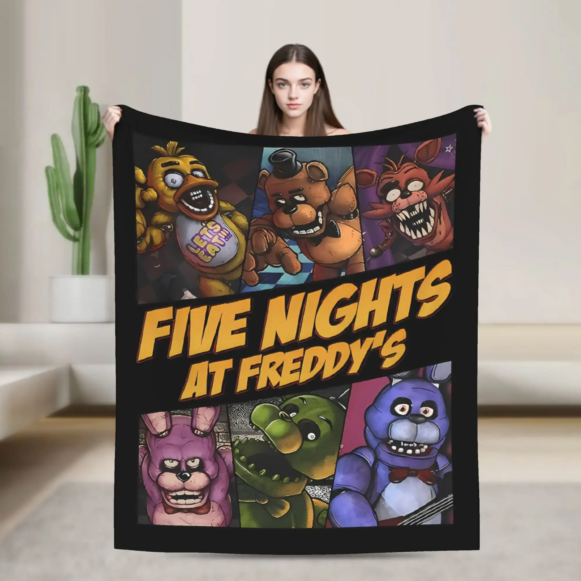 FNAF At Freddys Blankets Velvet  Winter  Portable Lightweight Thin Throw Blankets for Sofa Office Blankets