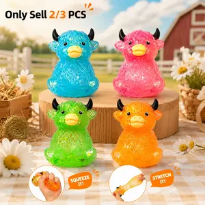 2/3 Pack Highland Cow Squishy, Mini Cute Animal Decompression Squeeze Toy for Adults, Slow Rising Sensory Fidget Stress Ball for Anxiety Relief, Easter Basket Stuffer Party Favor Gift for Cow Lover and Animal Lovers