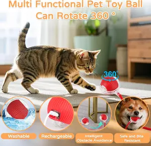 Interactive Pet Ball Toy with Flashing Lights- Multi-Surface Adaptive Roller, USB Rechargeable Motion-Activated Pet Teaser for Indoor Pets, Smart Enrichment Gift
