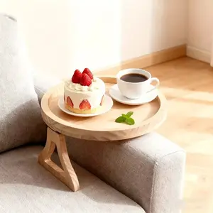 Chinese Bamboo Foldable Tray Anti-Slip Tea Plate Sofa Armrest Table Square Drink Holder Space Saving, Stylish & Functional Design