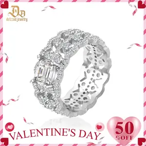 Delzzad 1ct Octagon Luxury Ring Synthetic Moissanite Ring Band In 925 Sterling Silver Birthday Anniversary Mother's Day Christmas Gifts for Men Women