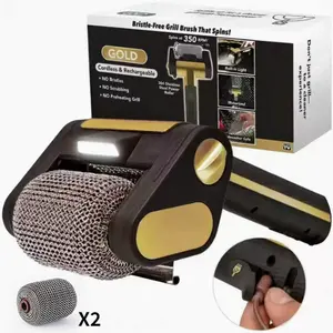 Electric BBQ Grill Brush, Bristle Free, Fast Clean, Cordless Rechargeable, 2 Replacement Cleaning Brushes, Barbecue Utensils for Removes Rust & Grease, Barbecue Accessory for All Grill Types, Grill Season 2026