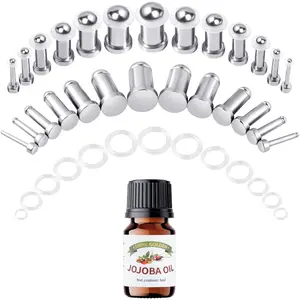 12-26Pcs Ear Stretching Kit 1-7mm/7.5-12mm Plugs for Ears Gauges with O-Rings Stainless Steel Gauge Stretching Kit with Aftercare Jojoba Oil Ear Expander Body Piercing Jewelry for Women Men