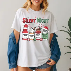 Comfort colors Silent Night Christmas Shirt Nurse Holiday Medical Christmas Shirt Icu Nurse Festive Healthcare Holiday Nurse Shirt CF Med Tech Christmas