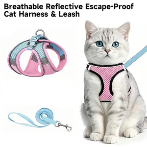 Zoomie Zone Escape-Proof Cat Harness and Leash Set - Adjustable No-Choke Soft Mesh Cat Vest, Reflective Walking Harness for Cats & Kittens, Lightweight & Comfort Fit