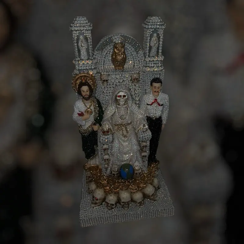 CEJEWELRY Saints Three-Way Statue Covered in Rhinestones with Handset Details Decor Angel