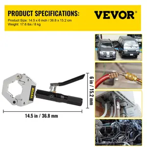 VEVOR Hydraulic Hose Crimper Hydra-Krimp 71500, Manual AC Hose Crimper Kit Air Conditioning Repair Handheld, Hydraulic Hose Crimping Tool with 7 Die Set for Barbed and Beaded Hose Fittings