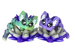 Dragon Fox - Amara - Baby Hybrid Fox Decoration Fantasy Figurine - 3D-Printed Chibi Design - Handcrafted Magical Ornaments