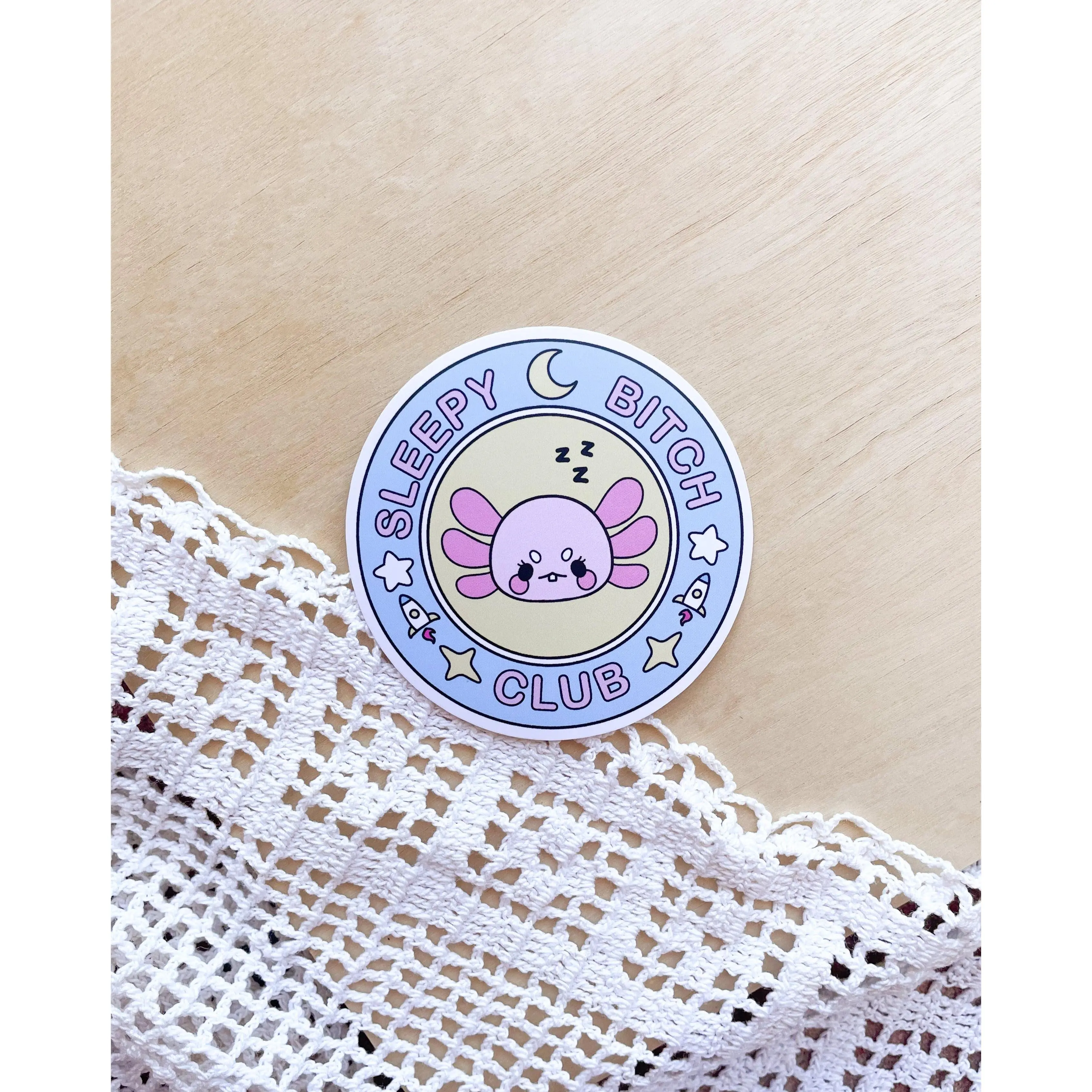 Sleepy Bitch Club 3-in Character-Based Matte Decorative Stickers, Whimsical Room Decor, Stuffed Pals Themed Home Supplies, 3 Inch