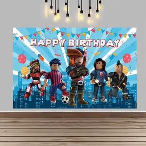 Hilloly Photography Background, Birthday Party Backdrop, Roblox Photo Background, Cartoon Party Decoration, Birthday Background