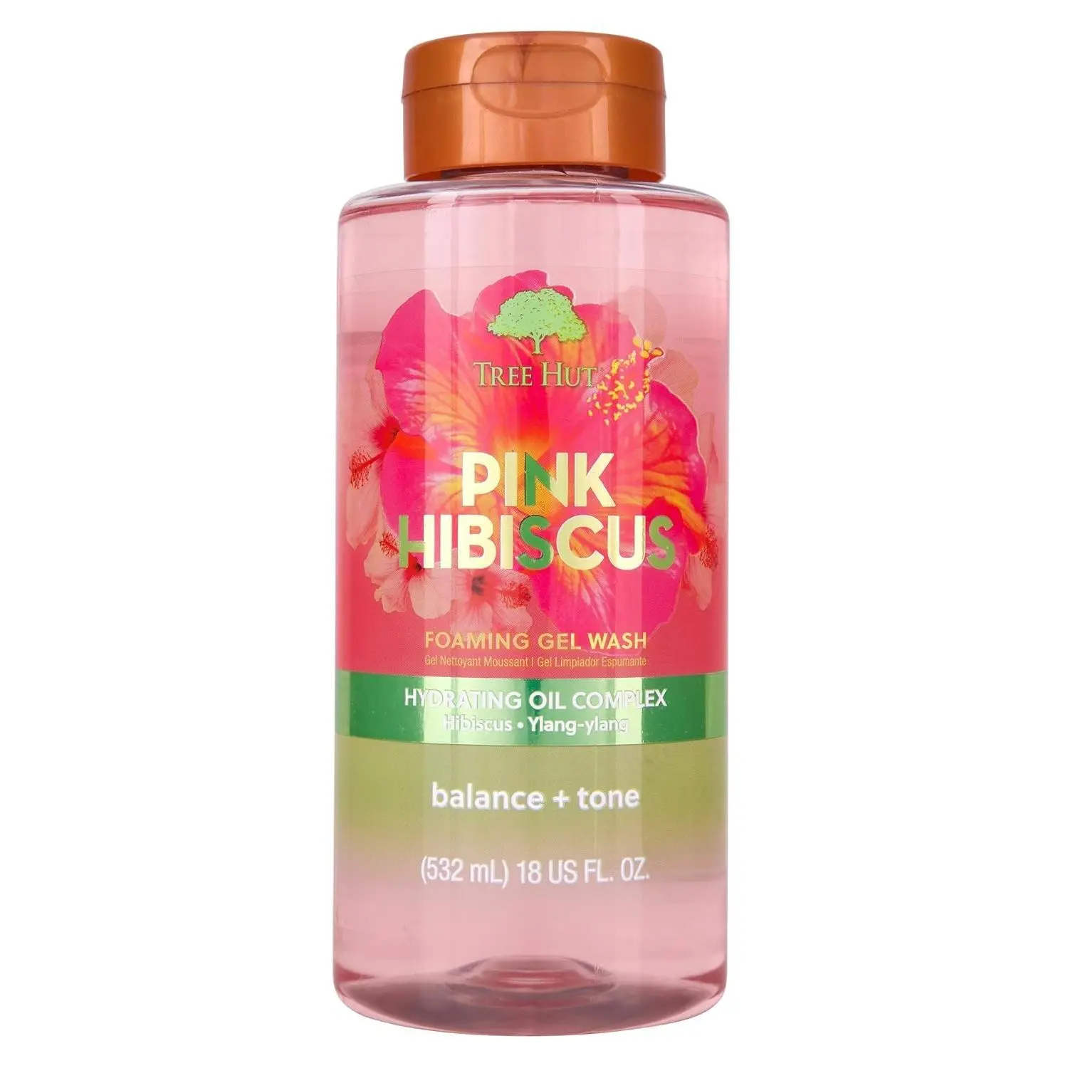 Tree Hut Pink Hibiscus Foaming Body Wash, 18 Fl Oz | Nourishing & Moisturizing Shower Gel w/ Shea Butter & Essential Oils, Soft & Smooth Skin, Gentle Cleanser For All Skin Types