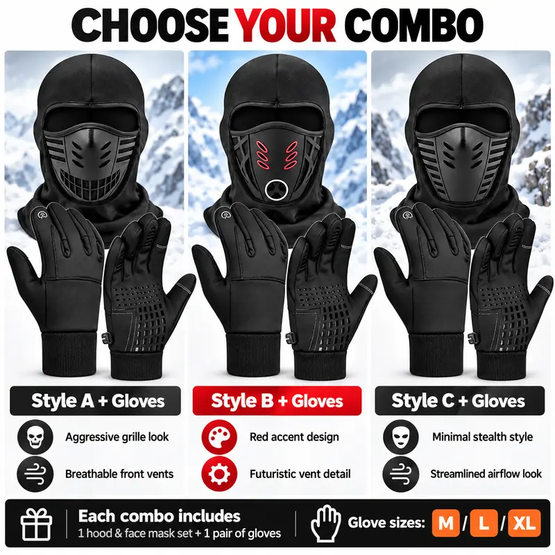 Winter Balaclava Face Mask and Touchscreen Gloves Set for Men and Women, Full-Coverage Hood with Warm Fleece-Lined Anti-Slip Gloves for Cycling, Running and Outdoor Activities,sohochic Winter Balaclava Face Mask and Touchscreen Gloves Set for Men and Women, Full-Coverage Hood with Warm Fleece-Lined Anti-Slip Gloves for Cycling, Running and Outdoor Activities,sohochic