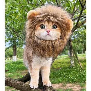 Lion Mane Wig for Cat Costume Pet Adjustable Washable Comfortable Fancy Lion Hair Cat Clothes Dress for Halloween Christmas Easter Festival Party Activity OMG Adorables - Lion Mane Costume for Cats (Brown)