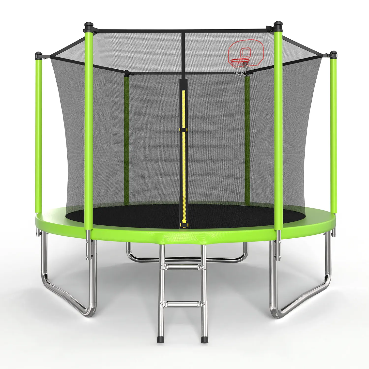 10FT Trampoline for Kids, Basketball Hoop and Ladder, Outdoor Kids Trampoline with Safety Enclosure,Fast Assembly for Backyard Fun,ASTM Approved