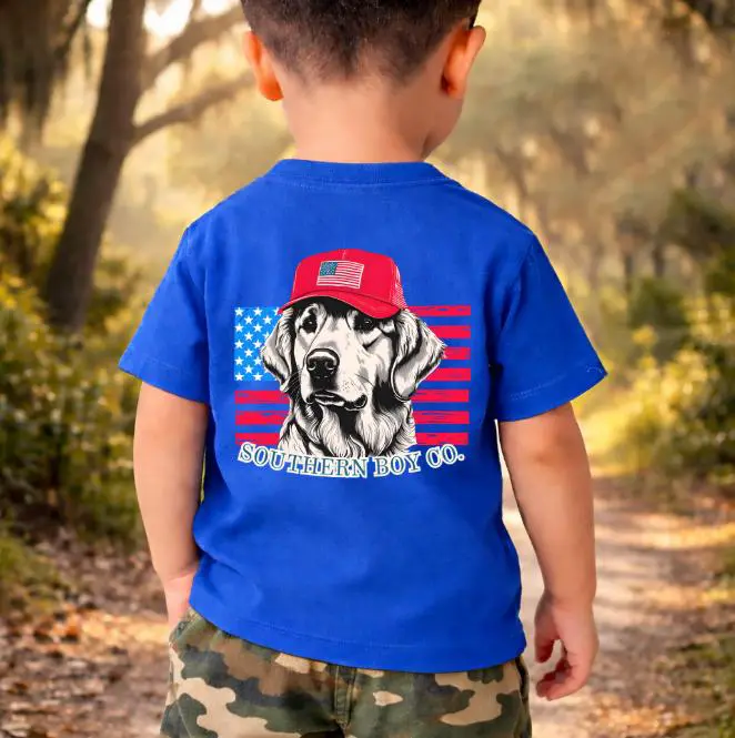 Youth (Back side) American Retriever shirt, girl and boy clothing, america 250 tee, 250th anniversary